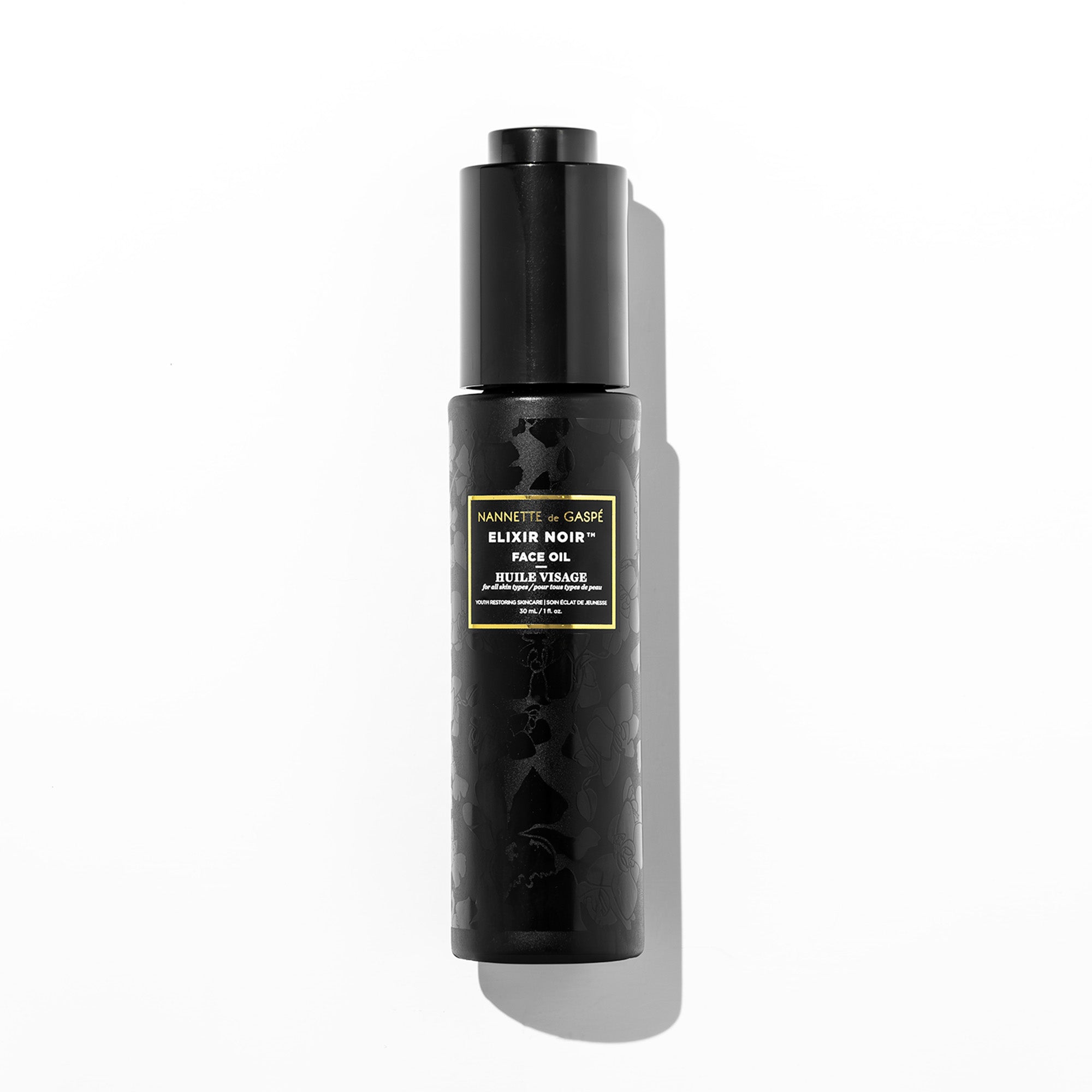NANNETTE de GASPÉ Elixir Noir Face Oil—fast-absorbing treatment oil for barrier support, firmness, hydration