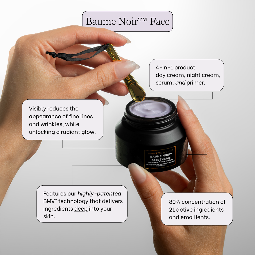 Baume Noir Face benefits and key ingredients BMV™ technology, high-potency actives