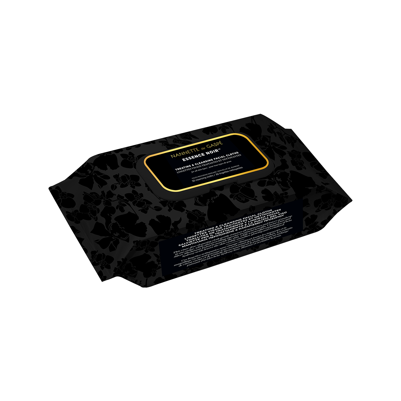 Essence Noir Facial Cloths, part of the NANNETTE de GASPÉ collection of the best eye & lip creams for dry skin